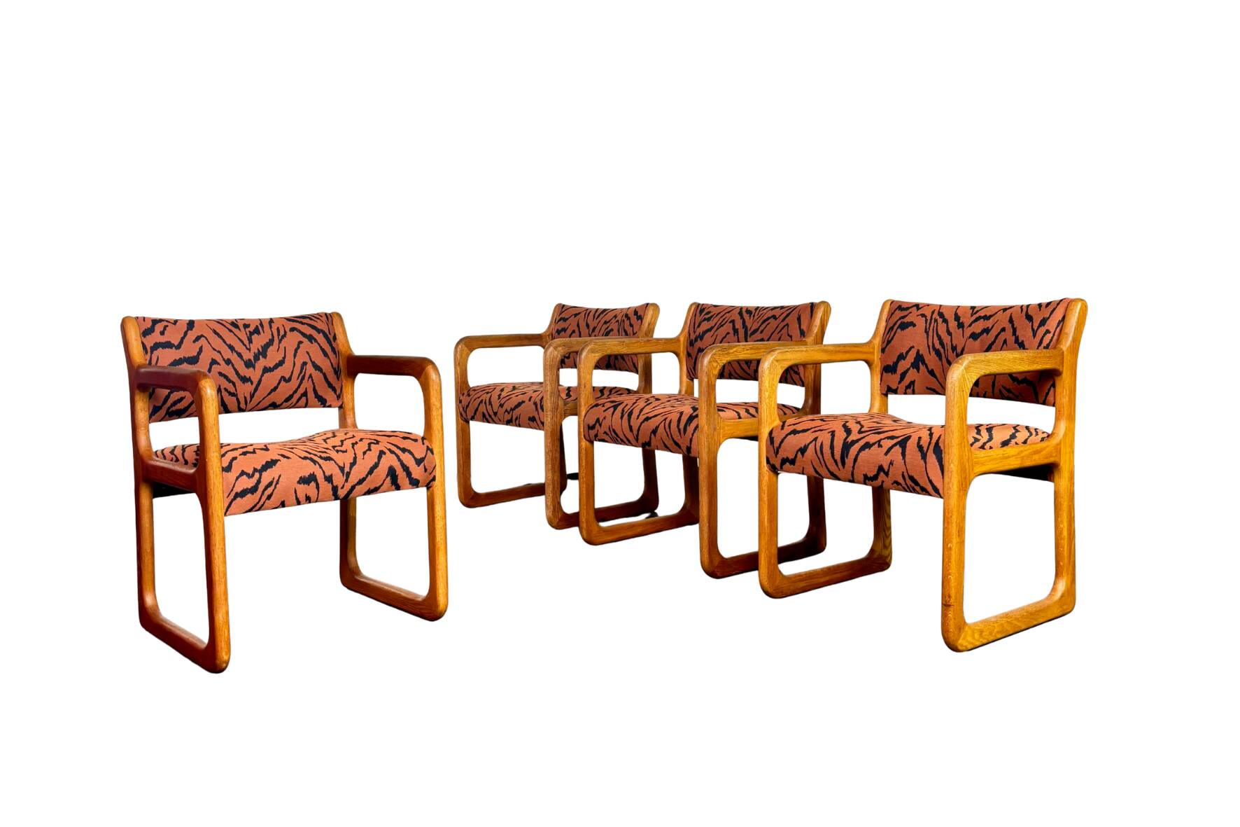 Set of 4 Scandinavian teak sled chairs