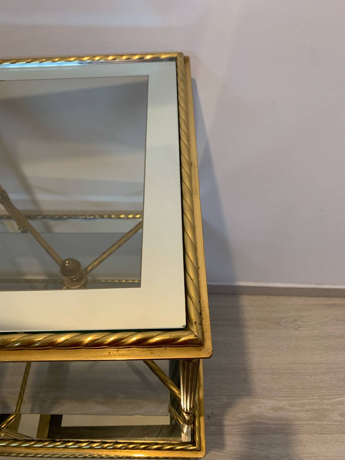 Vintage brass and glass nesting table