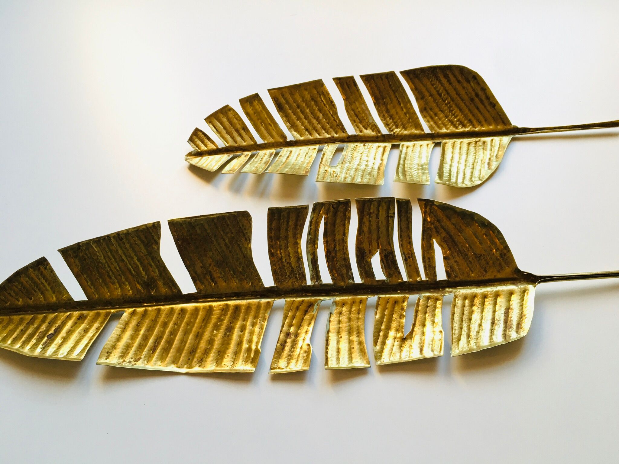 Set of 2 brass feathers