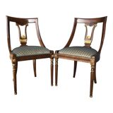 Pair of mid-century empire style seat chairs