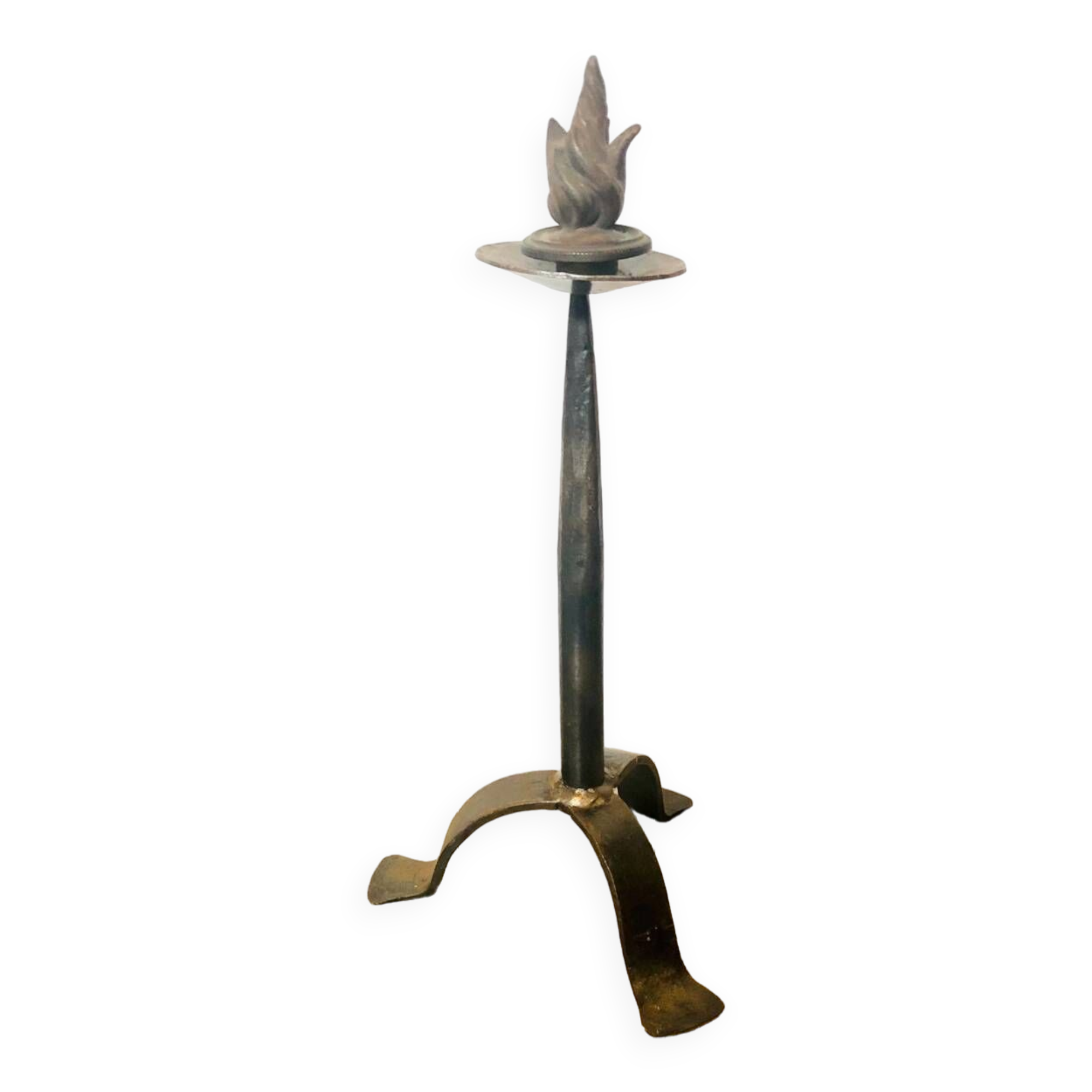 Brutalist wrought iron candle holder