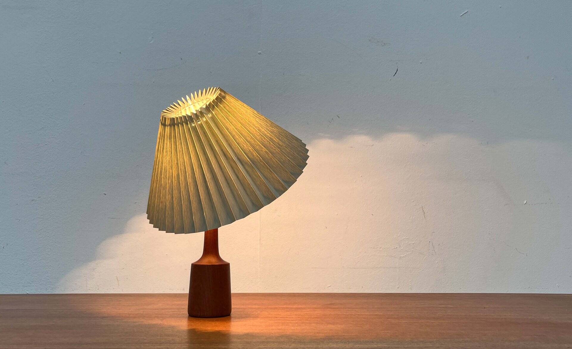 Danish modern teak table lamp from the mid-century, 1960s.