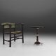 Art Deco Armchair in Black Lacquered Wood and Green Velvet, Belgium 1930s