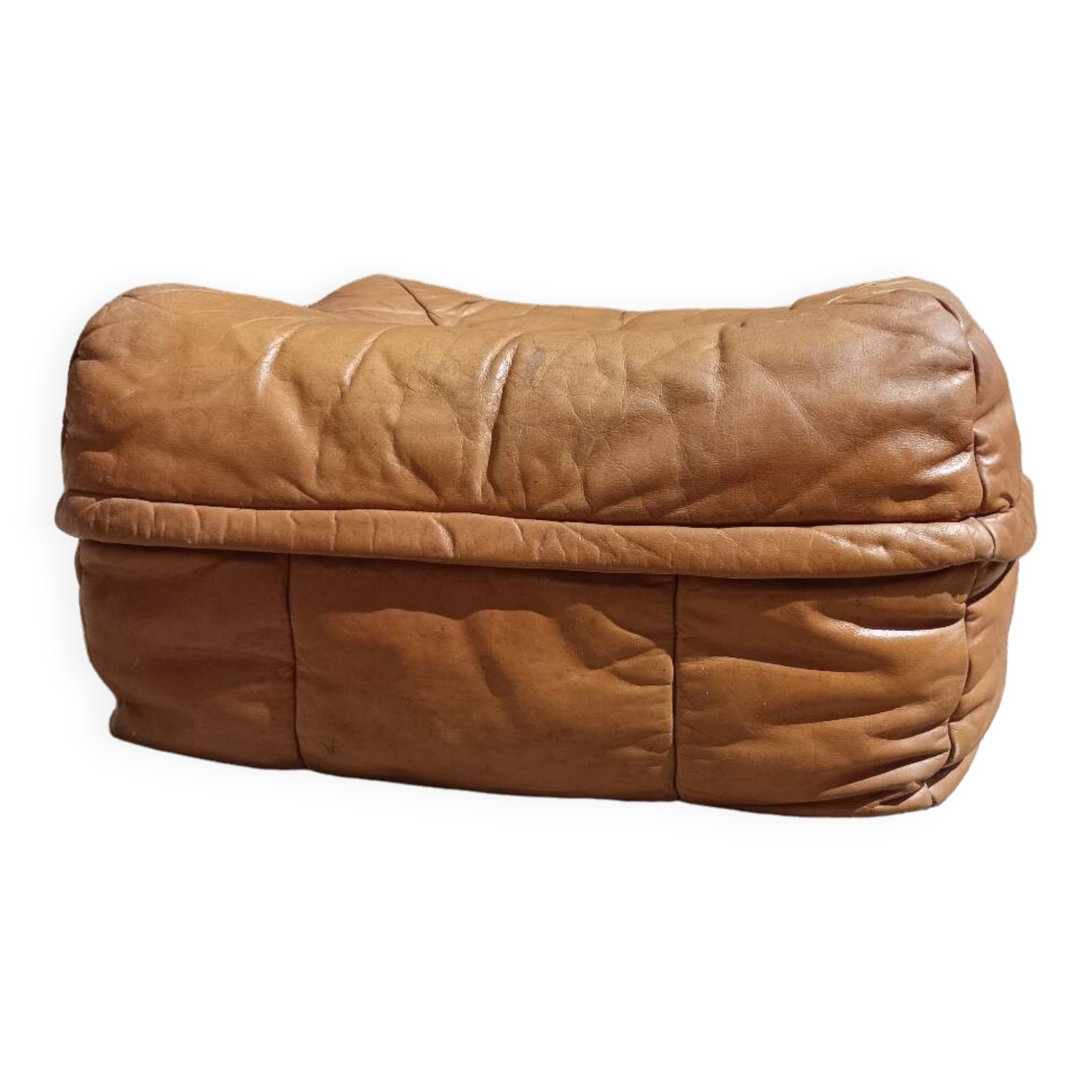 Vintage leather pouf