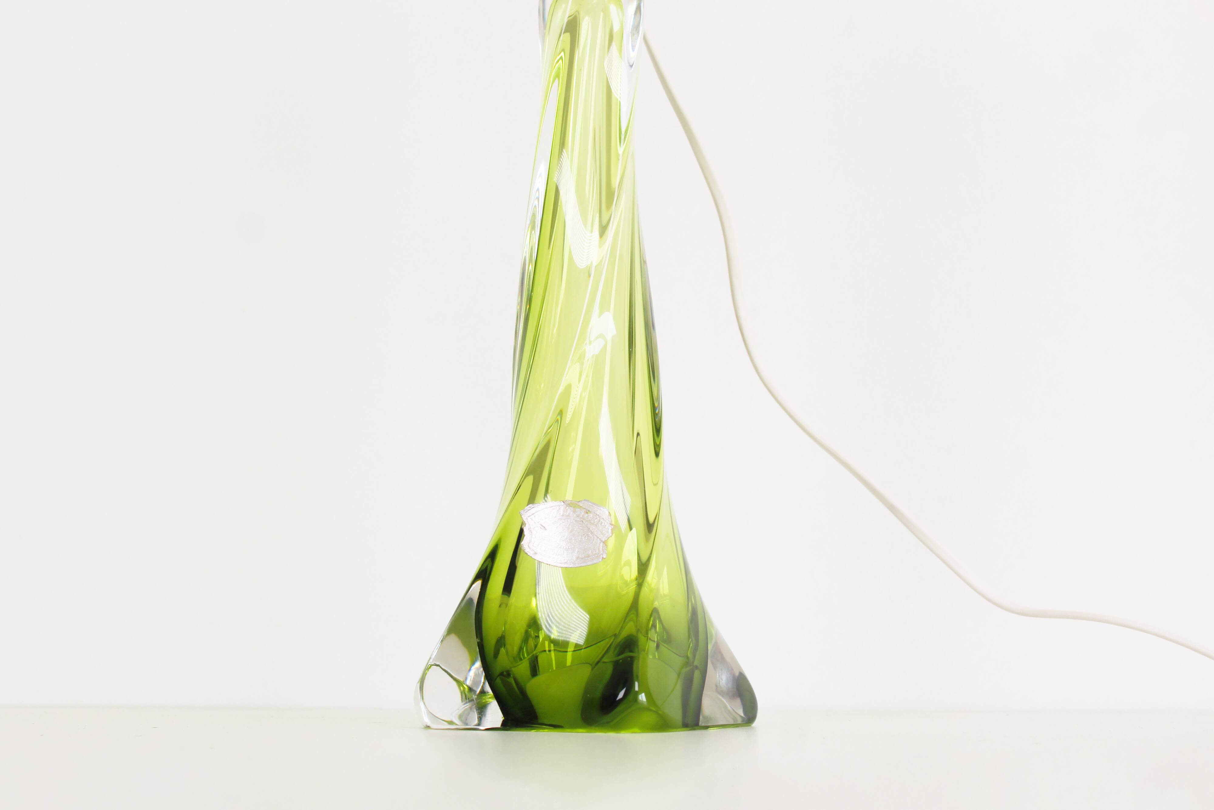 Vintage Belgian crystal glass table lamp by Val Saint Lambert