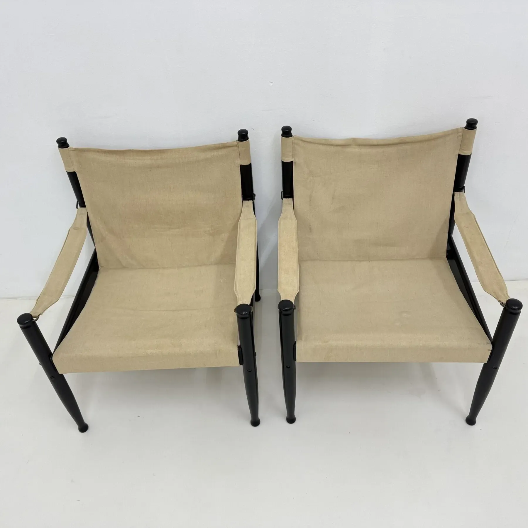 Set of mid-century Danish safari chairs by Erik Wørts for Niels Eilersen, 1960s