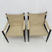 Set of mid-century Danish safari chairs by Erik Wørts for Niels Eilersen, 1960s