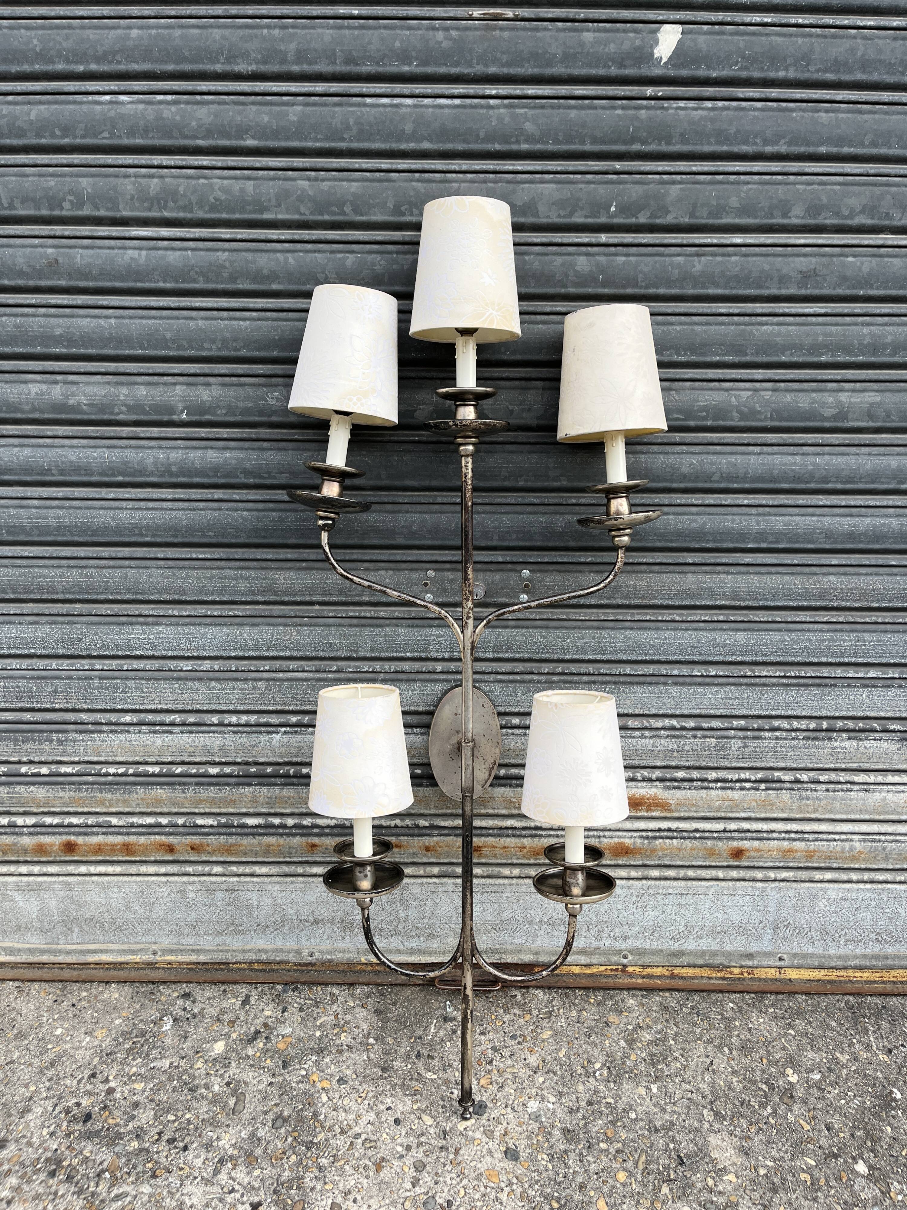 Large metal wall chandelier 1950s