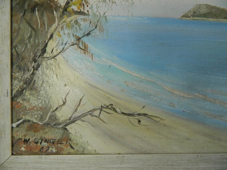 Oil painting of framed seascape, signed A F Singer, dated 67.