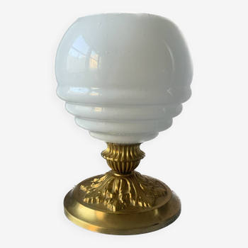 Old table lamp in brass and glass from Clichy