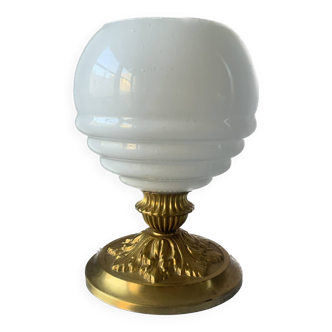 Old table lamp in brass and glass from Clichy