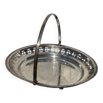Oval dish with silver-plated metal handle