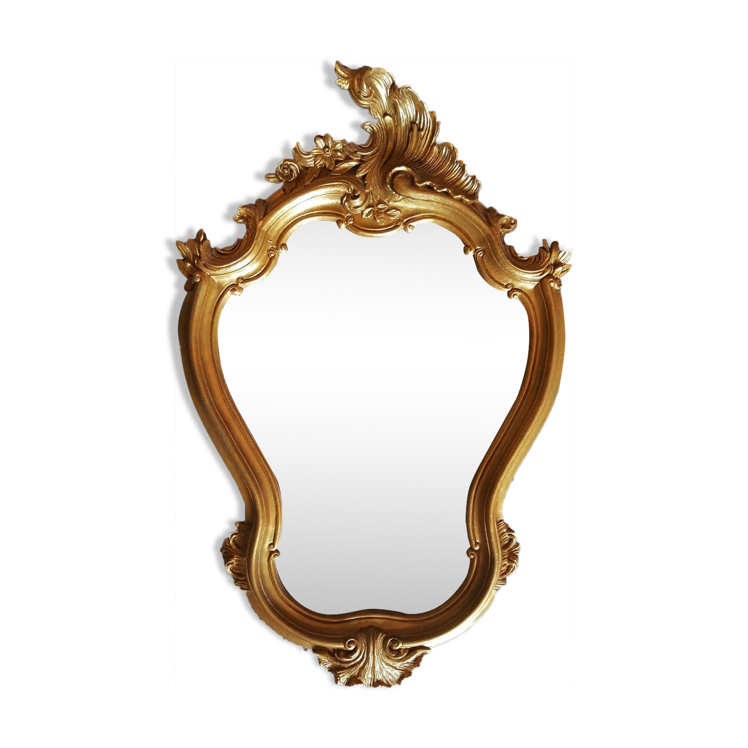Louis XV-style gold mirror - 50x33cm