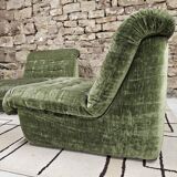Paire de chauffeuse velour vintage 1970"