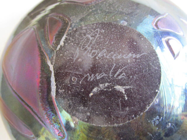 Malte blown glass ashtray, phoenician sign