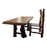 Rustic pine wood table and chair