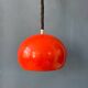 Large vintage red metal pendant light in Space Age style
