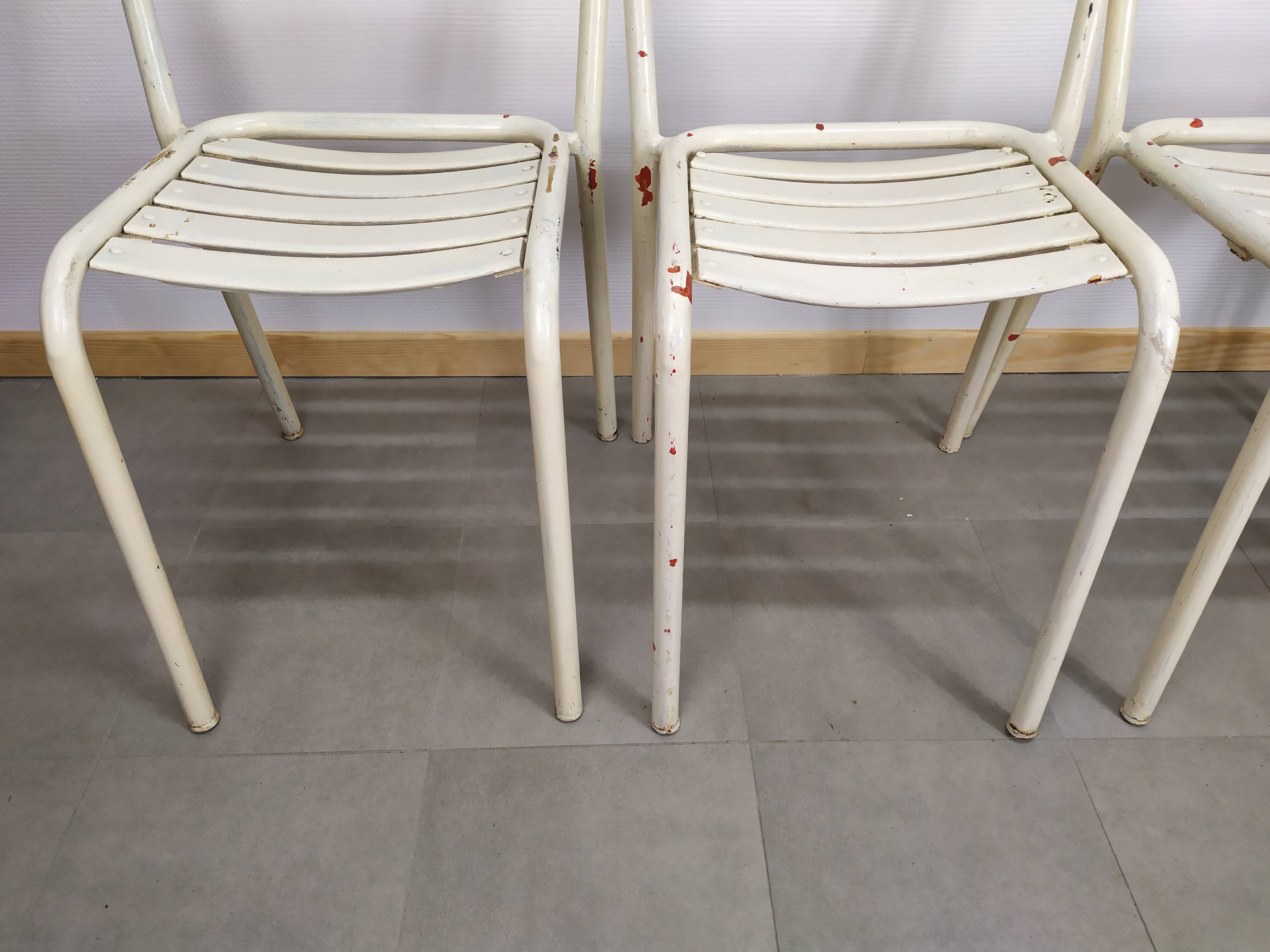 Lot of 4 chairs Tolix T2 by Xavier Pauchard 1950