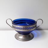 Navy blue bowl with pewter base (A1)