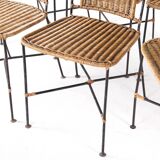 Set of 6 wicker and iron chairs