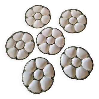 Set of 6 oyster shell plates from the Gien factory