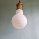 Large bulbous pendant light in white opaline and brass