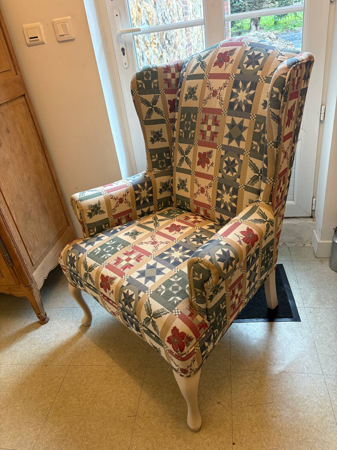 Patchwork wingback chair