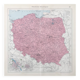 Old map Poland Europe 43x43cm from 1950
