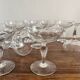 10 antique champagne glasses in blown glass, 19th century