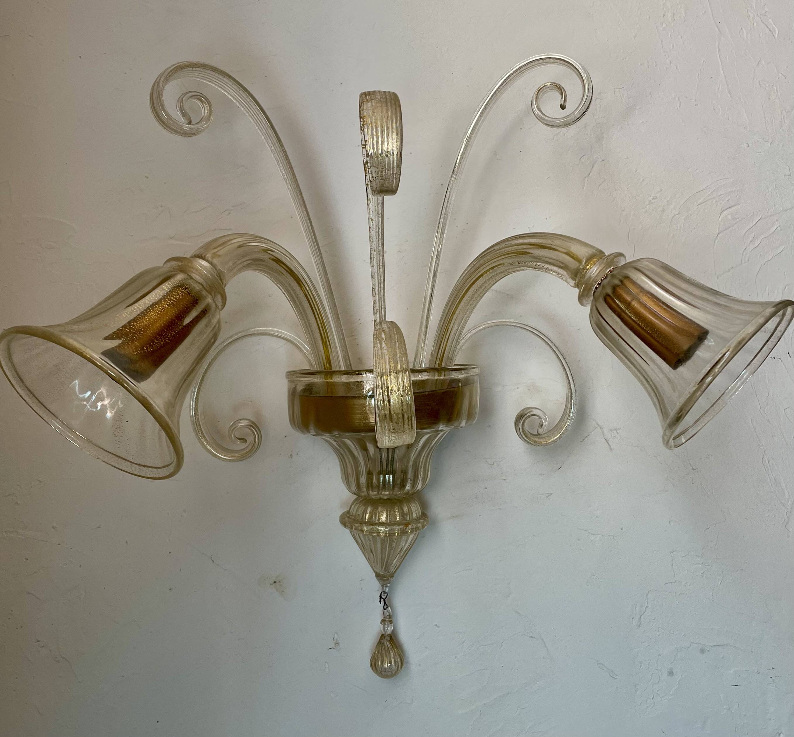 Vintage Murano glass wall lamp