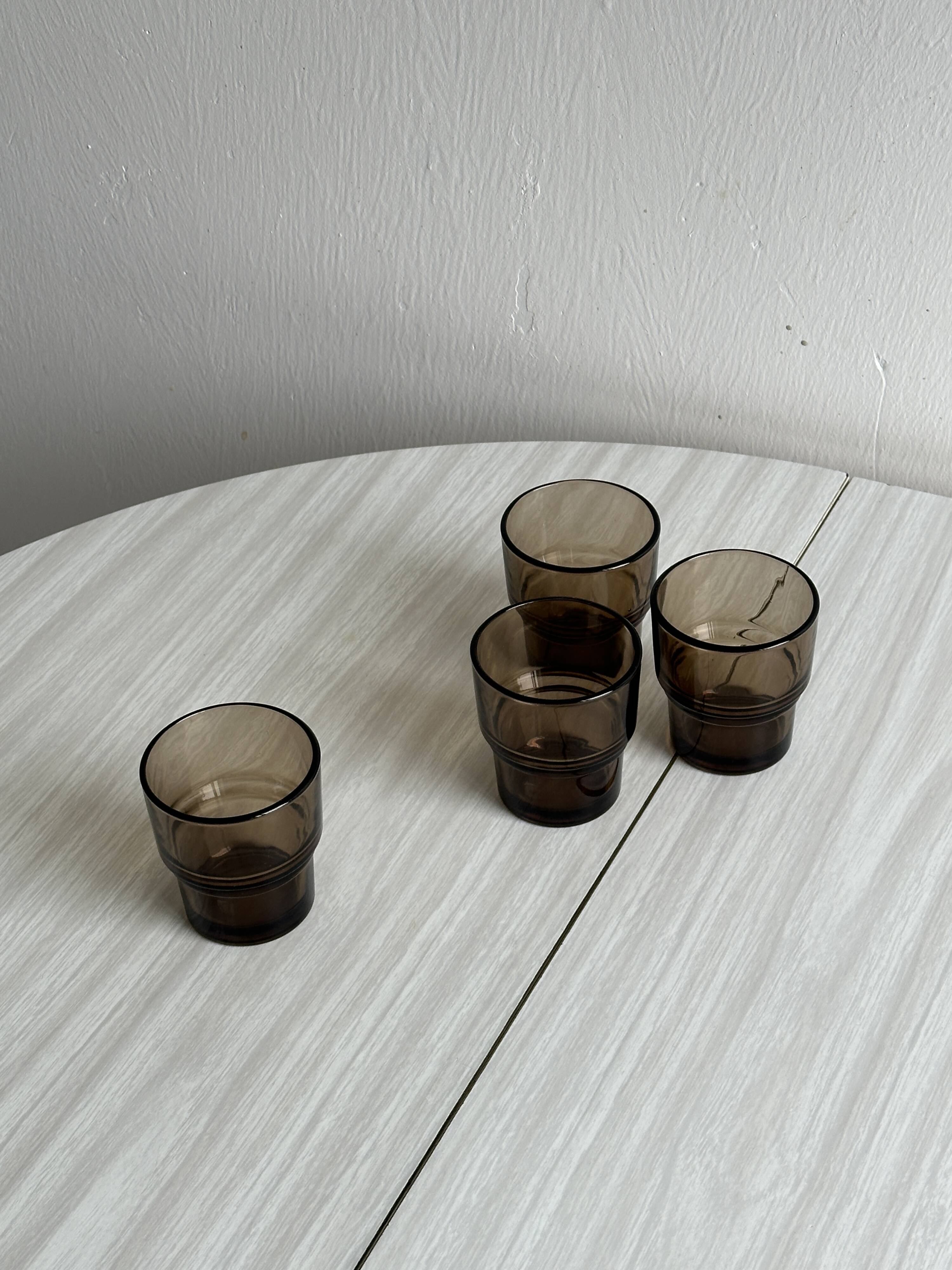 4 thick glass smoked glasses