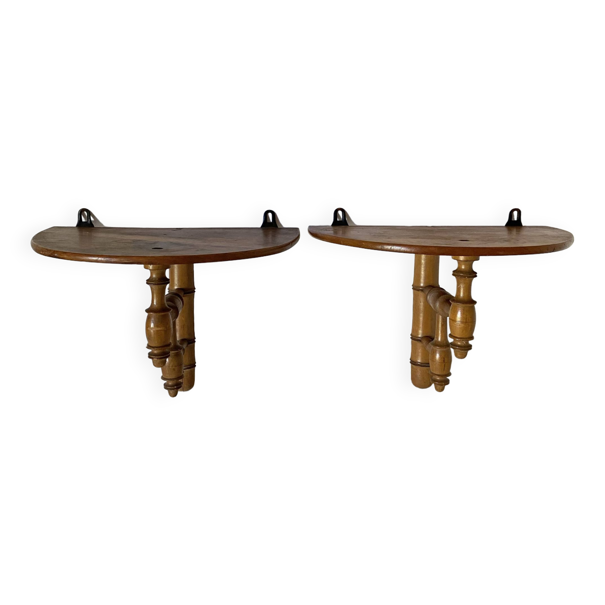 Pair of turned wooden bamboo style harnesses, 1920