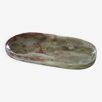 Plateau oval en marbre onyx vert