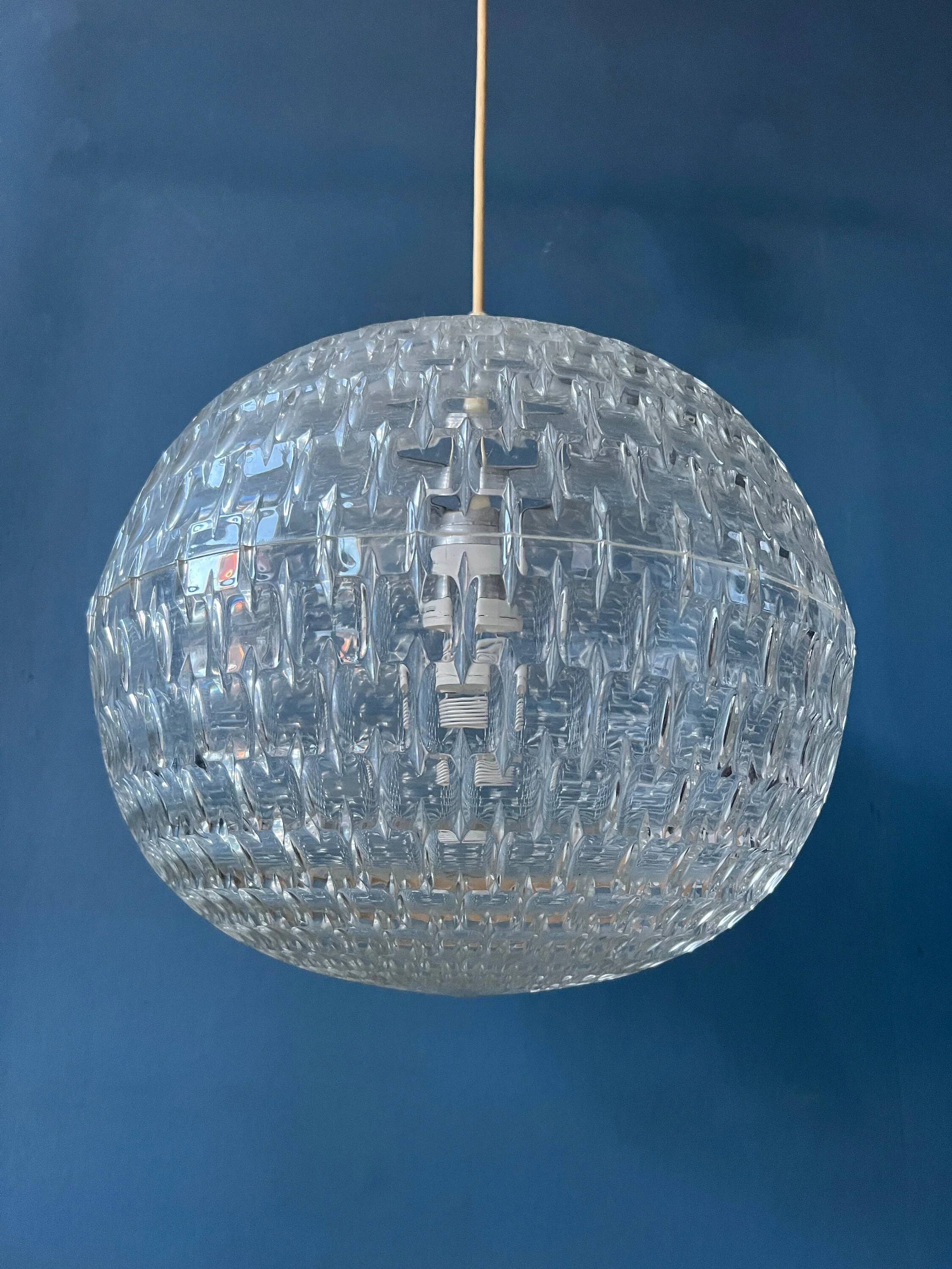 Mid-century crystal ball pendant in acrylic glass