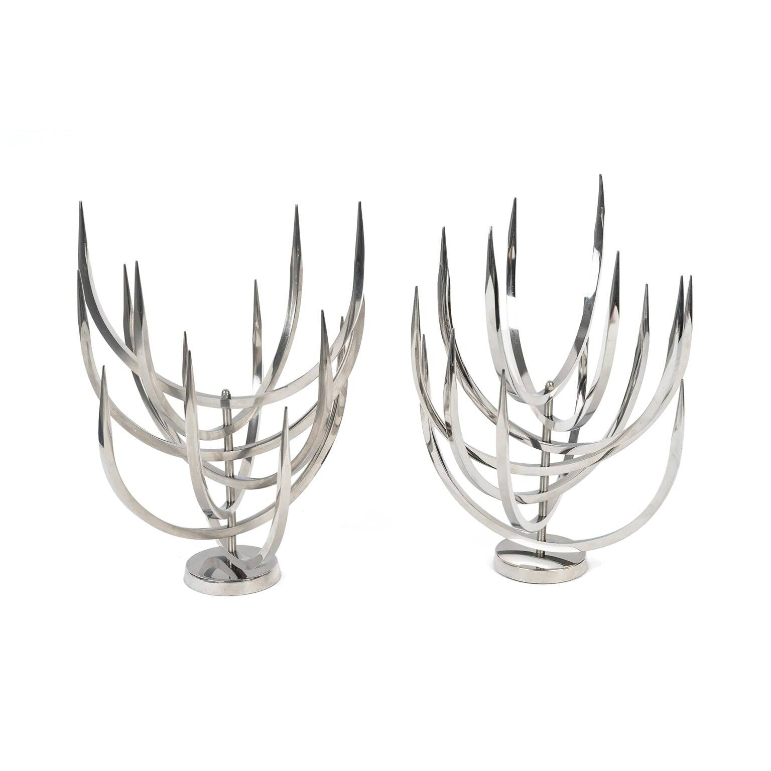 Pair of candlesticks by Xavier Féal for Inox Industrie, 1970