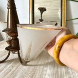 Art deco chandelier in copper and granite glass