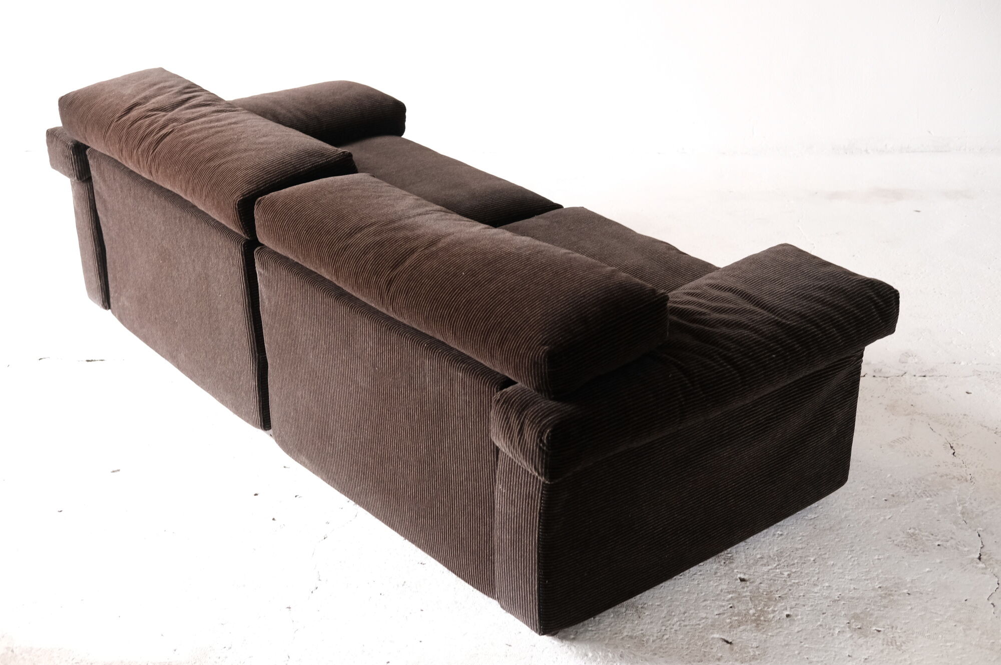 Sofa "Erasmo" by Tobia Scarpa for B&B Italia, Brown Ribbed Velvet, 1970's