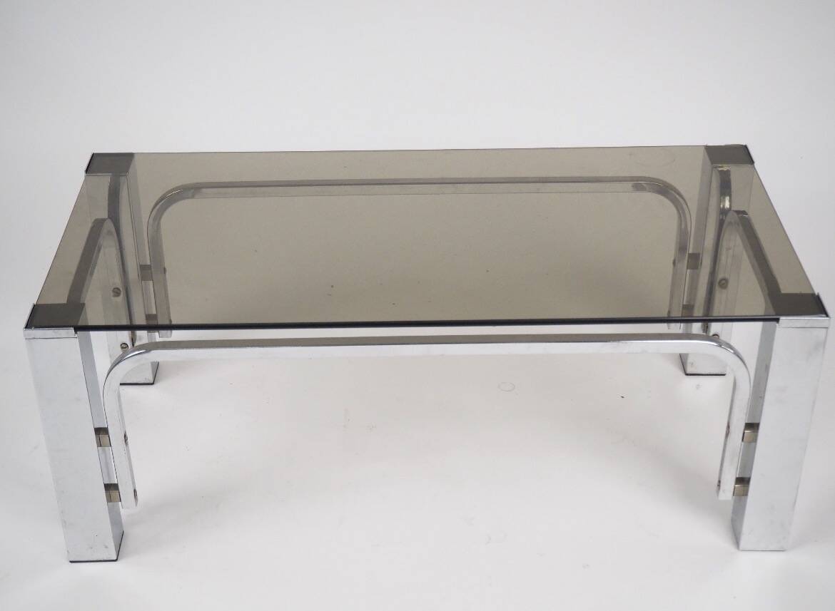 Smoked glass and chrome coffee table 1970