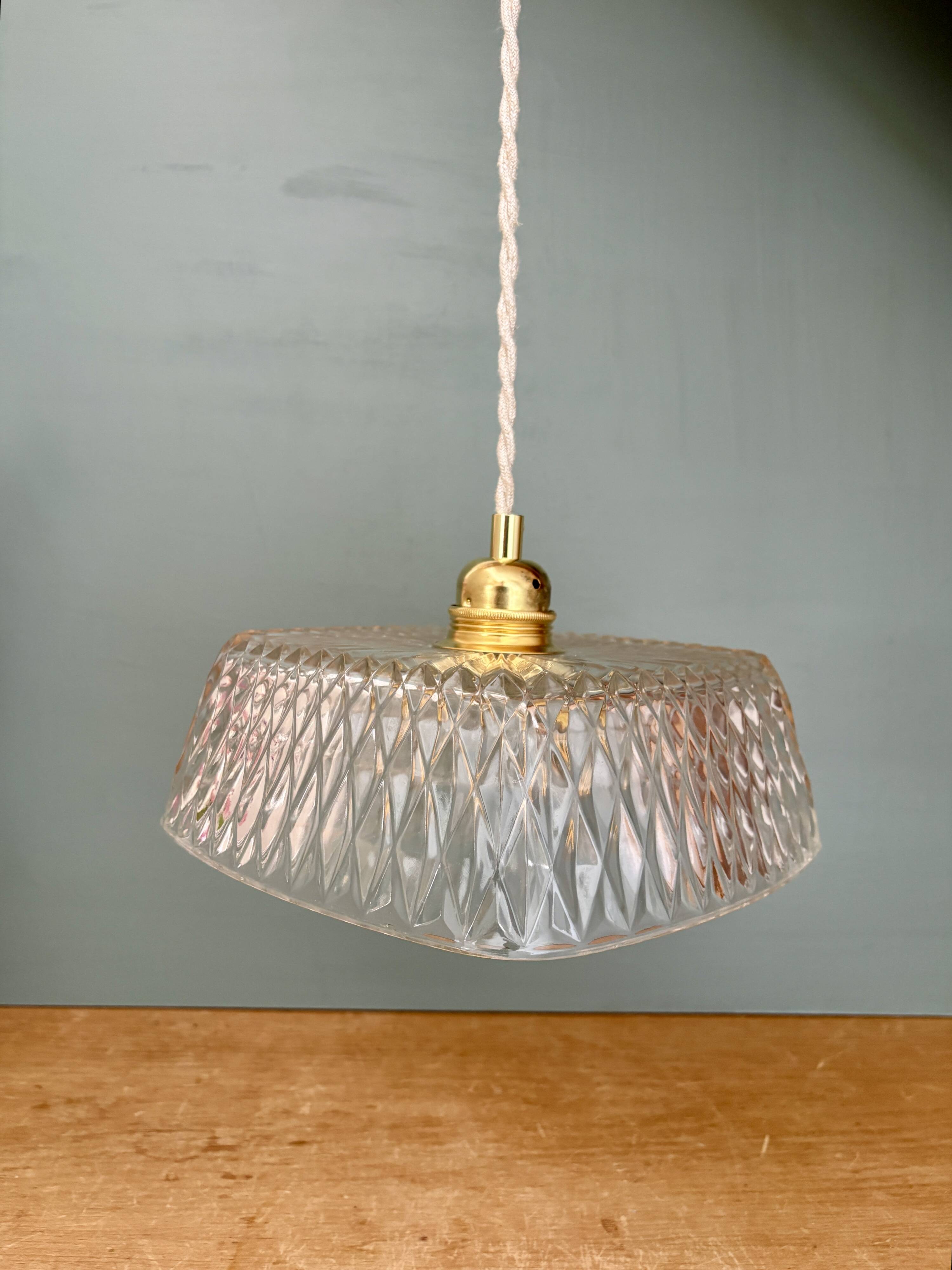 Vintage square glass pendant light - tableware collection -