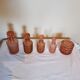 Set of 4 bottles and an art deco box in pink Bayel crystal