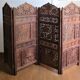Solid wood screen carved four vintage panels height 98 cm