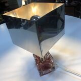 Table Lamp • Cube • Fractal Resin • Polished Steel • Chrome • 1970
