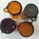 Set of 4 coloured pressed glass mugs, vintage style.