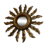 Mirror sun in gilded wood carved 60s, 28 cm