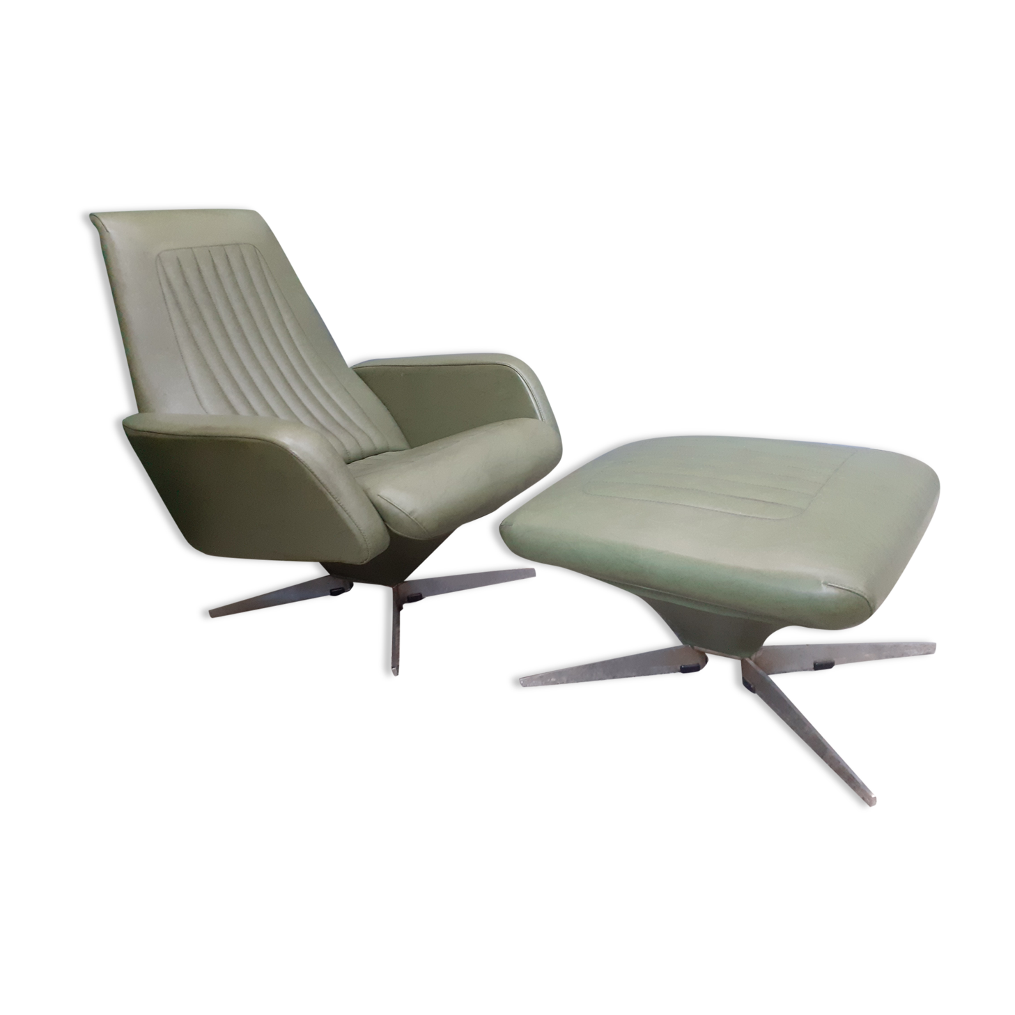 Armchair with ottoman in skai 1960