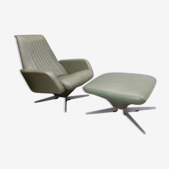 Fauteuil avec ottoman en skai 1960