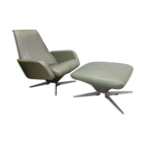Armchair with ottoman in skai 1960