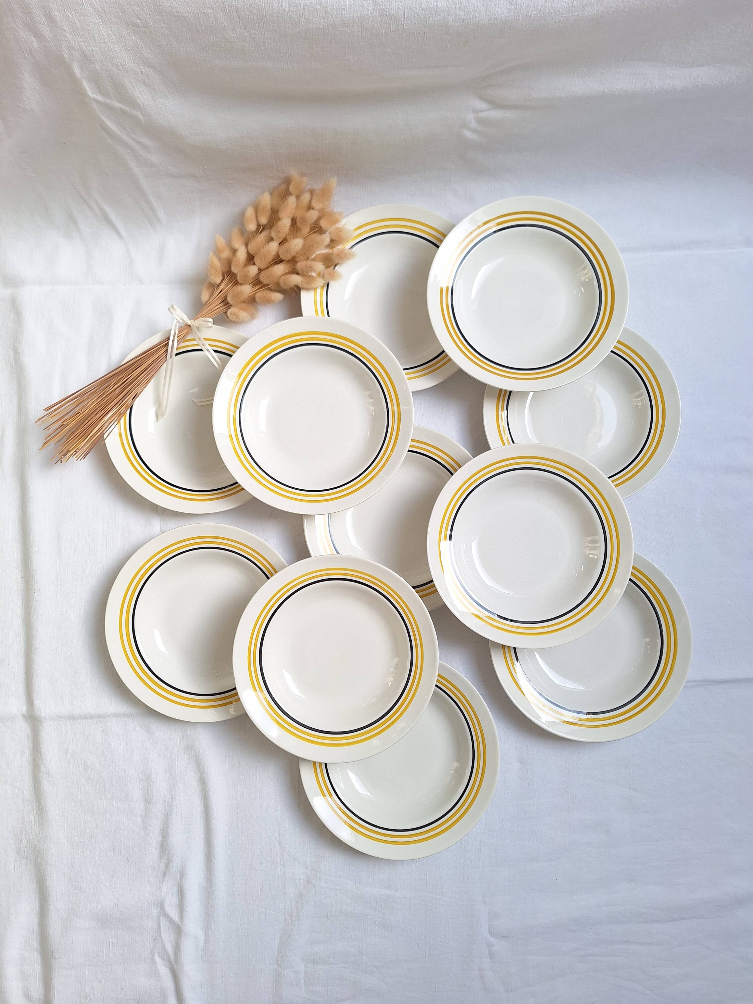 Assiettes creuses Moulin des Loups jaune moutarde