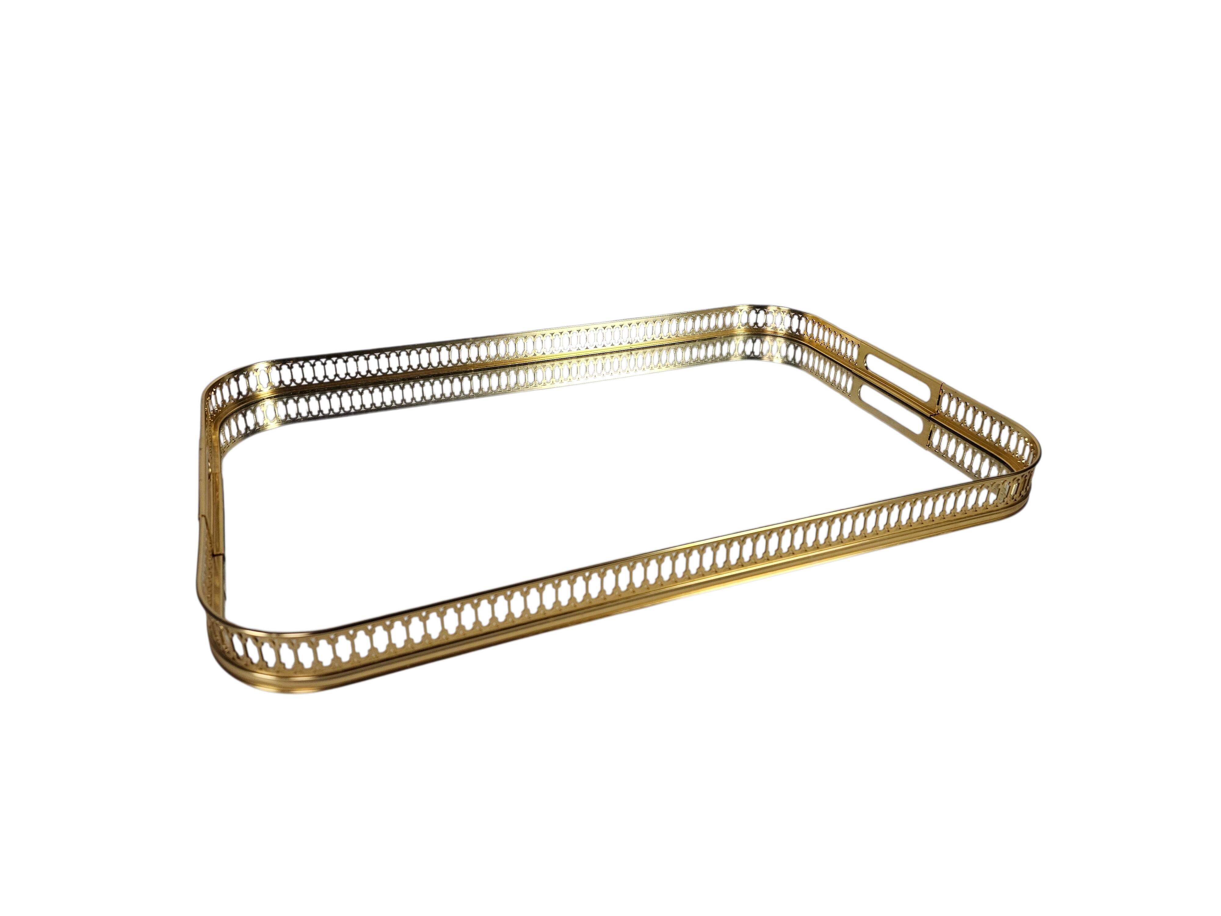 Hollywood Regency tray - brass - glass - Italy - 3rd quarter 20th century