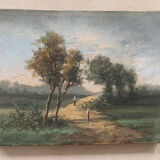 Suite of 3 paintings XIXth